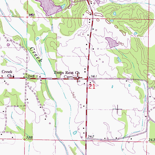 Topographic Map of Zions Rest Church, MS
