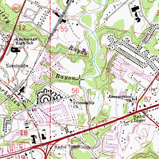 Topographic Map of Zurhellen Bayou, MS