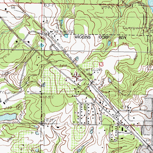 Topographic Map of WIGG-AM (Wiggins), MS