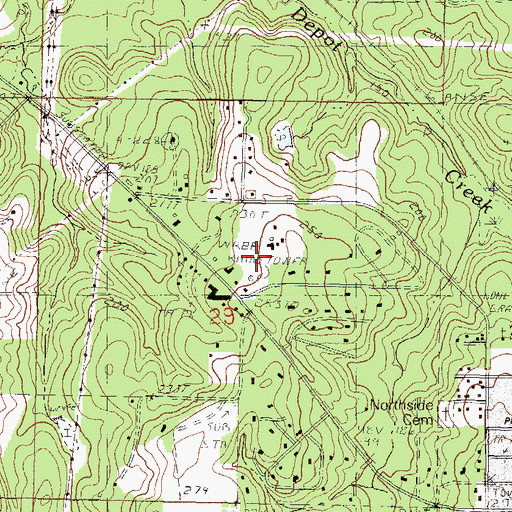 Topographic Map of WRBE-AM (Lucedale), MS