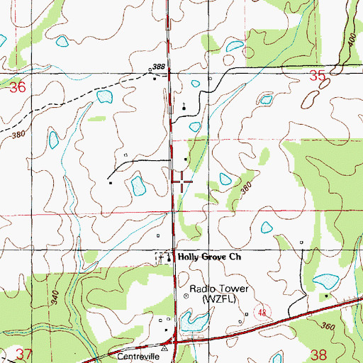 Topographic Map of WSLL-AM (Centreville), MS