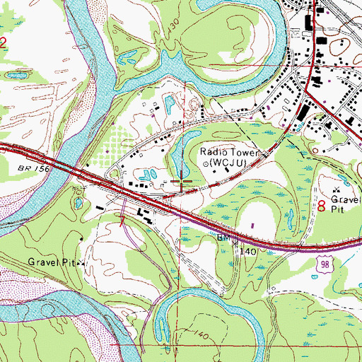 Topographic Map of WCJU-AM (Columbia), MS