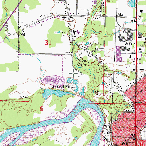 Topographic Map of WFFF-AM (Columbia), MS