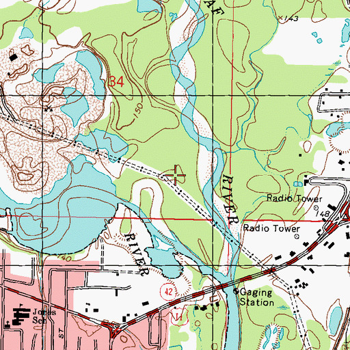 Topographic Map of WHSY-AM (Hattiesburg), MS