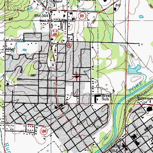 Topographic Map of First Freewill Baptist Church, AR