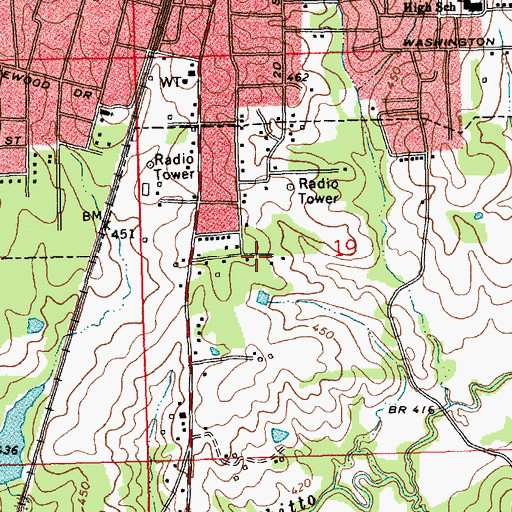 Topographic Map of WCHJ-AM (Brookhaven), MS