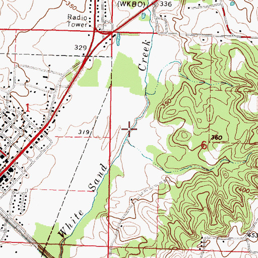 Topographic Map of WKPO-AM (Prentiss), MS