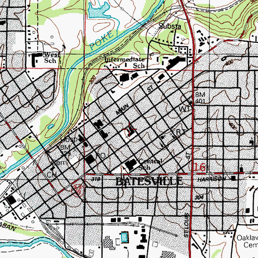 Topographic Map of First Presbyterian Church, AR