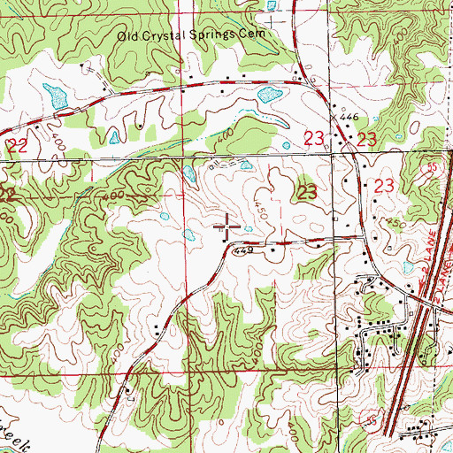 Topographic Map of WCSP-AM (Crystal Springs), MS