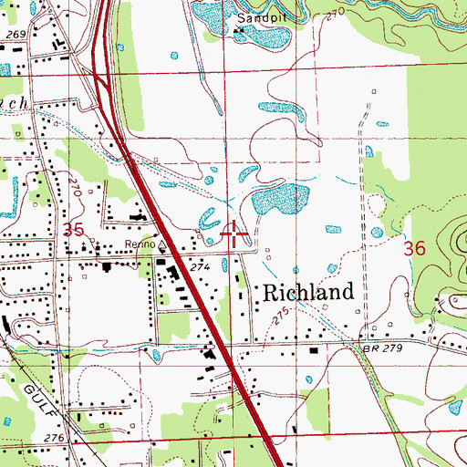 Topographic Map of WKKE-AM (Pearl), MS