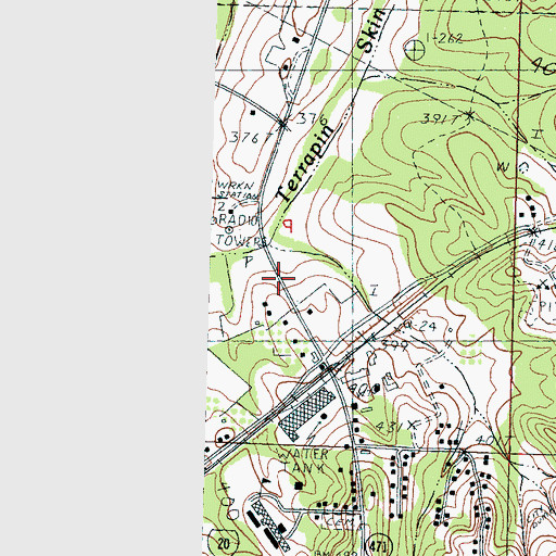 Topographic Map of WRKN-AM (Brandon), MS