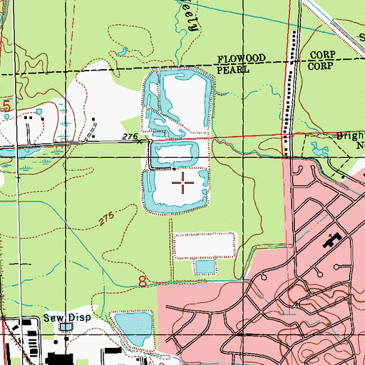 Topographic Map of WKKE-AM (Pearl), MS