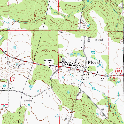 Topographic Map of Floral Baptist Church, AR