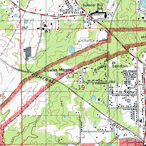 Topographic Map of WTWZ-AM (Clinton), MS