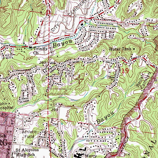 Topographic Map of WJFL-AM (Vicksburg), MS