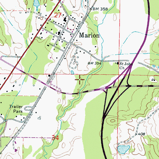 Topographic Map of WJDQ-AM (Marion), MS