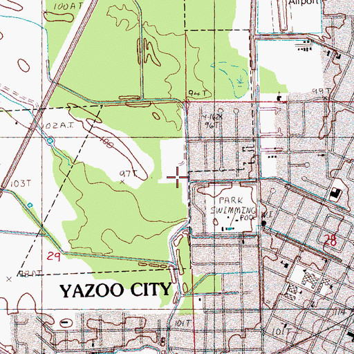 Topographic Map of WPJJ-AM (Yazoo City), MS