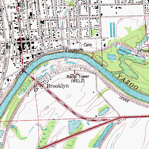 Topographic Map of WELZ-AM (Belzoni), MS