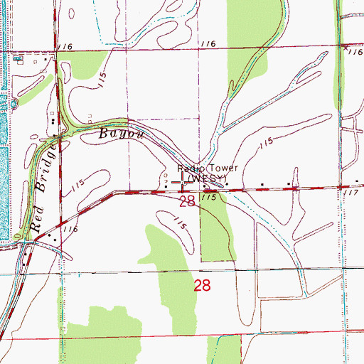 Topographic Map of WESY-AM (Leland), MS