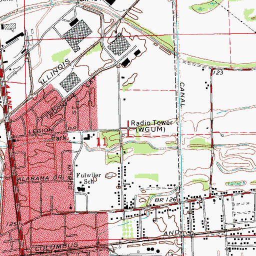 Topographic Map of WGVM-AM (Greenville), MS