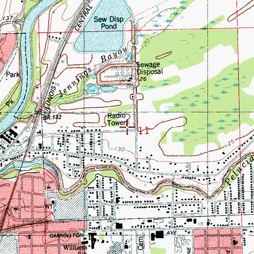 Topographic Map of WSWG-AM (Greenwood), MS