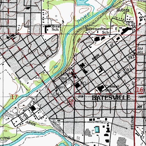 Topographic Map of Grays Hospital, AR
