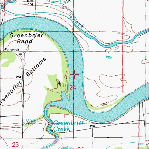 Topographic Map of Greenbrier Ferry (historical), AR