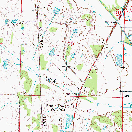 Topographic Map of WCPC-AM (Houston), MS