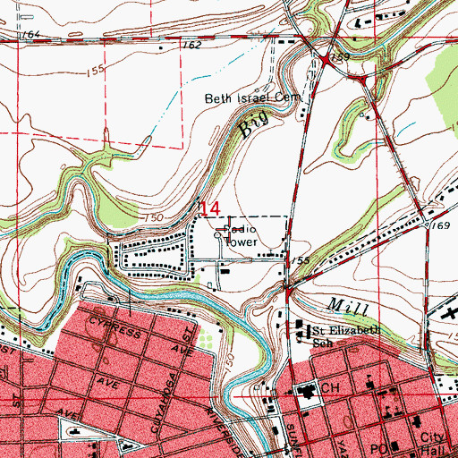 Topographic Map of WROX-AM (Clarksdale), MS