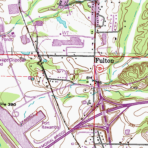 Topographic Map of WFTO-AM (Fulton), MS