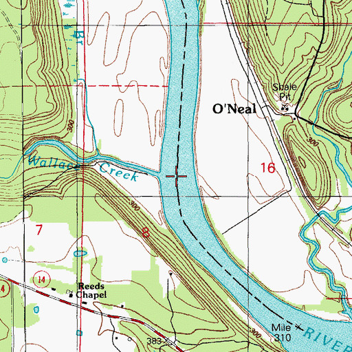 Topographic Map of Grigsby Ferry (historical), AR