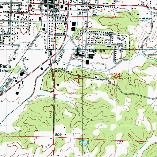 Topographic Map of WCSA-AM (Ripley), MS