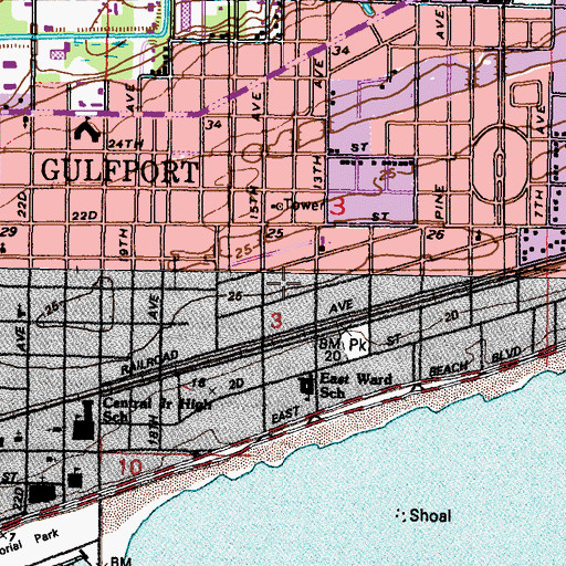 Topographic Map of WGCM-FM (Gulfport), MS