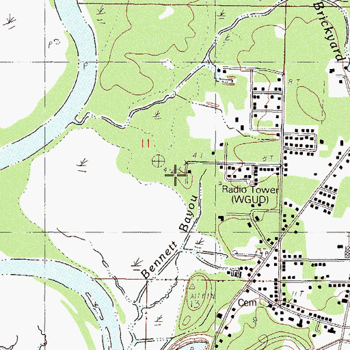 Topographic Map of WGUD-FM (Pascagoula), MS