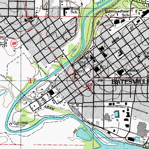 Topographic Map of Independence County Courthouse, AR