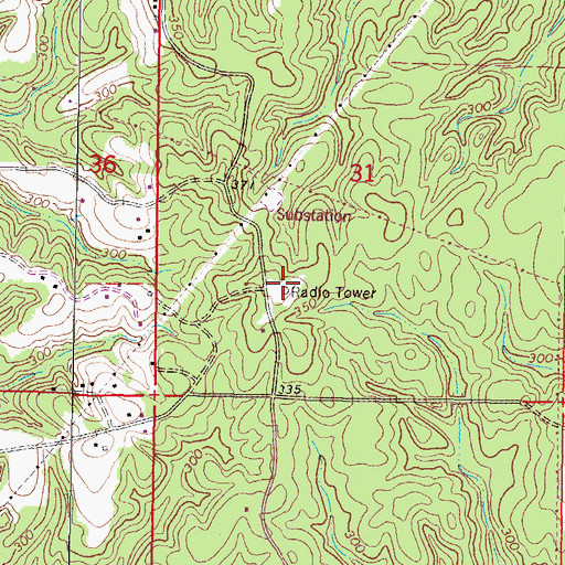 Topographic Map of WNSL-FM (Laurel), MS