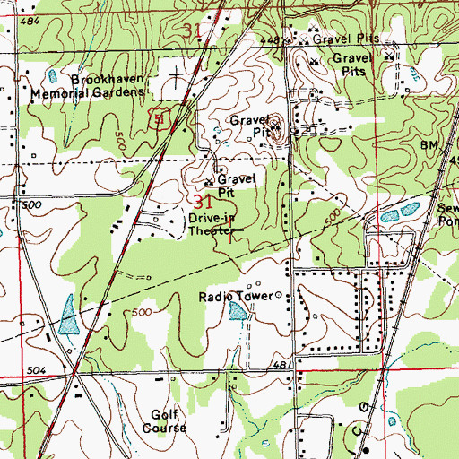 Topographic Map of WMRQ-FM (Brookhaven), MS