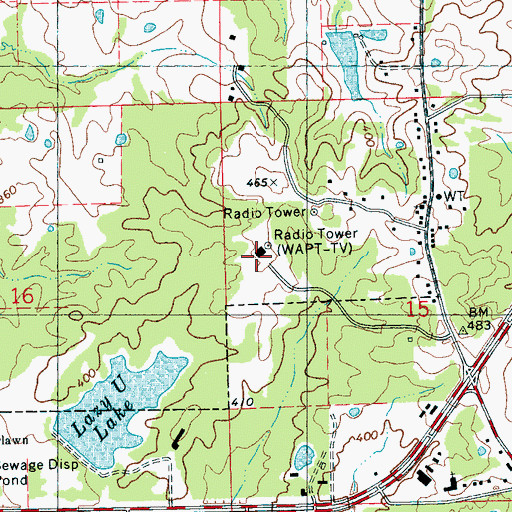 Topographic Map of WJMI-FM (Jackson), MS