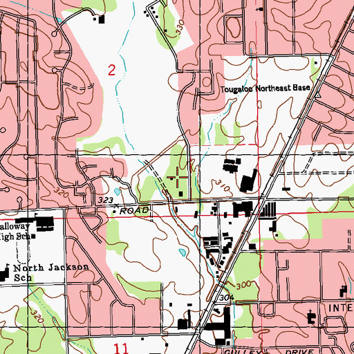 Topographic Map of WTYX-FM (Jackson), MS