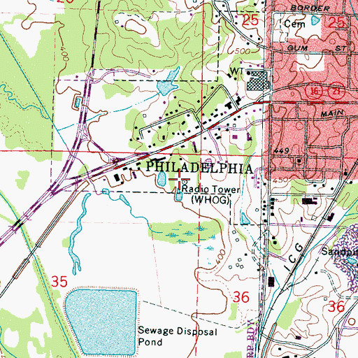 Topographic Map of WWSL-FM (Philadelphia), MS
