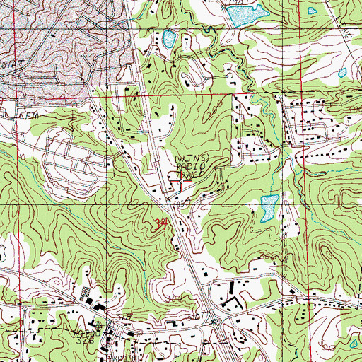 Topographic Map of WJNS-FM (Yazoo City), MS