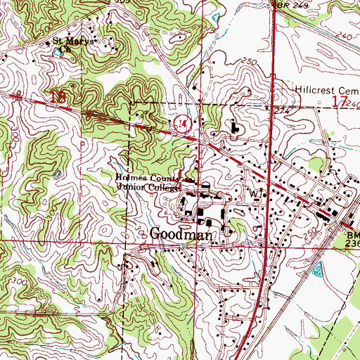 Topographic Map of WVTH-FM (Goodman), MS