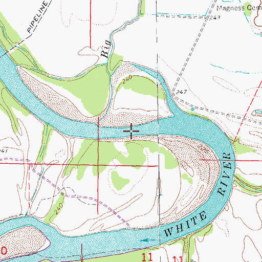 Topographic Map of Magness Ferry (historical), AR
