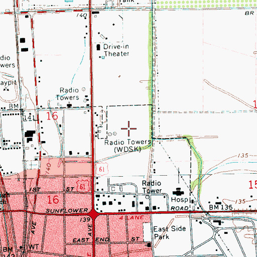 Topographic Map of WQAZ-FM (Cleveland), MS
