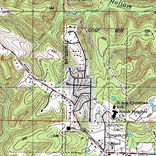 Topographic Map of Meadow Heights, AR
