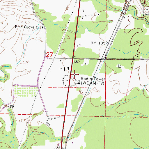 Topographic Map of WDAM-TV (Laurel), MS