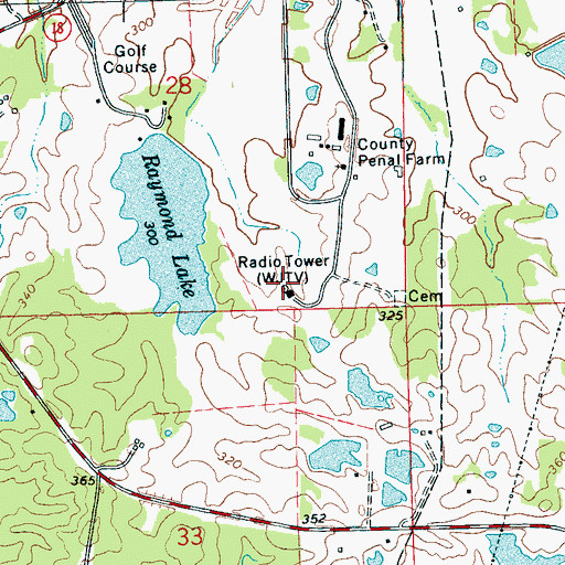 Topographic Map of WJTV-TV (Jackson), MS