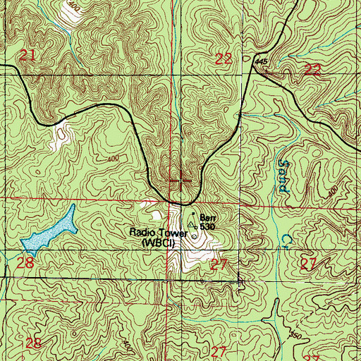 Topographic Map of WCBI-TV (Columbus), MS