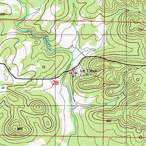 Topographic Map of Mount Tabor Cemetery, AR
