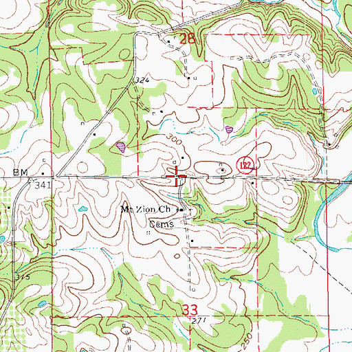 Topographic Map of Mount Zion, AR